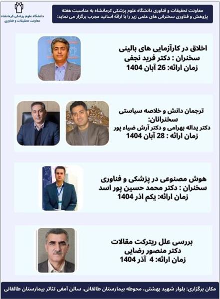 سخنرانی ها و کارگاه های هفته پژوهش و فناوری